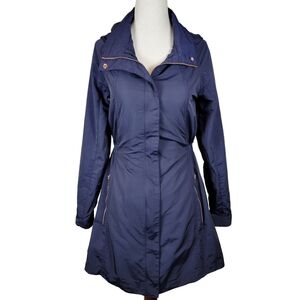 Ted Baker London Navy Blue Hooded Rain Jacket Size 0